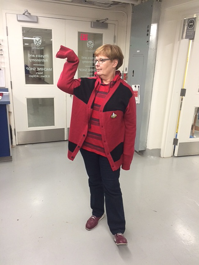 "I don't even like red", said Lauraine.