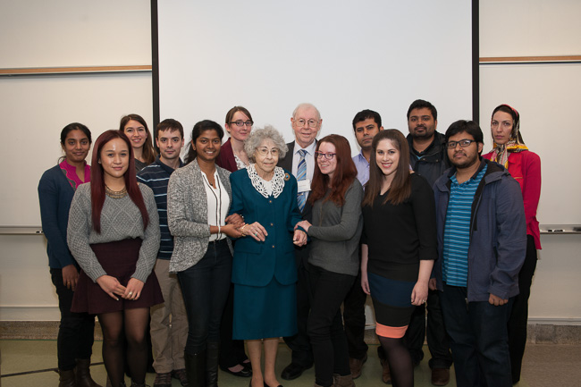 Mary Catherine Fallona (front centre). and James Fallona (rear centre) with the Three Minute Thesis presenters.
