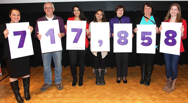 Deanna Bushelle is at far left in this photo of the United Way tally.