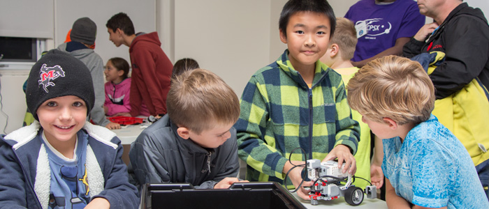 Youngsters built and drove Lego Mars Rovers.